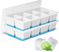 Silicone Ice Cube Trays 2-Pack, 1.8" Square Molds, BPA Free, Dishwasher Safe