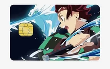 Anime Demon Slayer Credit Card Smart Sticker Skin Precut Small Chip Debit Bank
