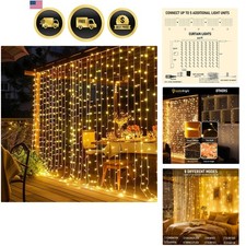 LED Curtain Lights 300 LED Fairy String Lights Waterproof Indoor Outdoor