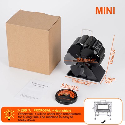 Mini Kaminlüfter Wärmelüfter Heizventilator Holz Brenner Öko-Leise