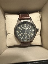 Timex Men's Expedition Scout 43mm Watch – Black Dial & Case with Brown/Black