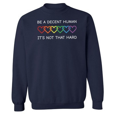 Colorful Hearts Rainbow - Be A Decent Human Unisex Crewneck Sweatshirt