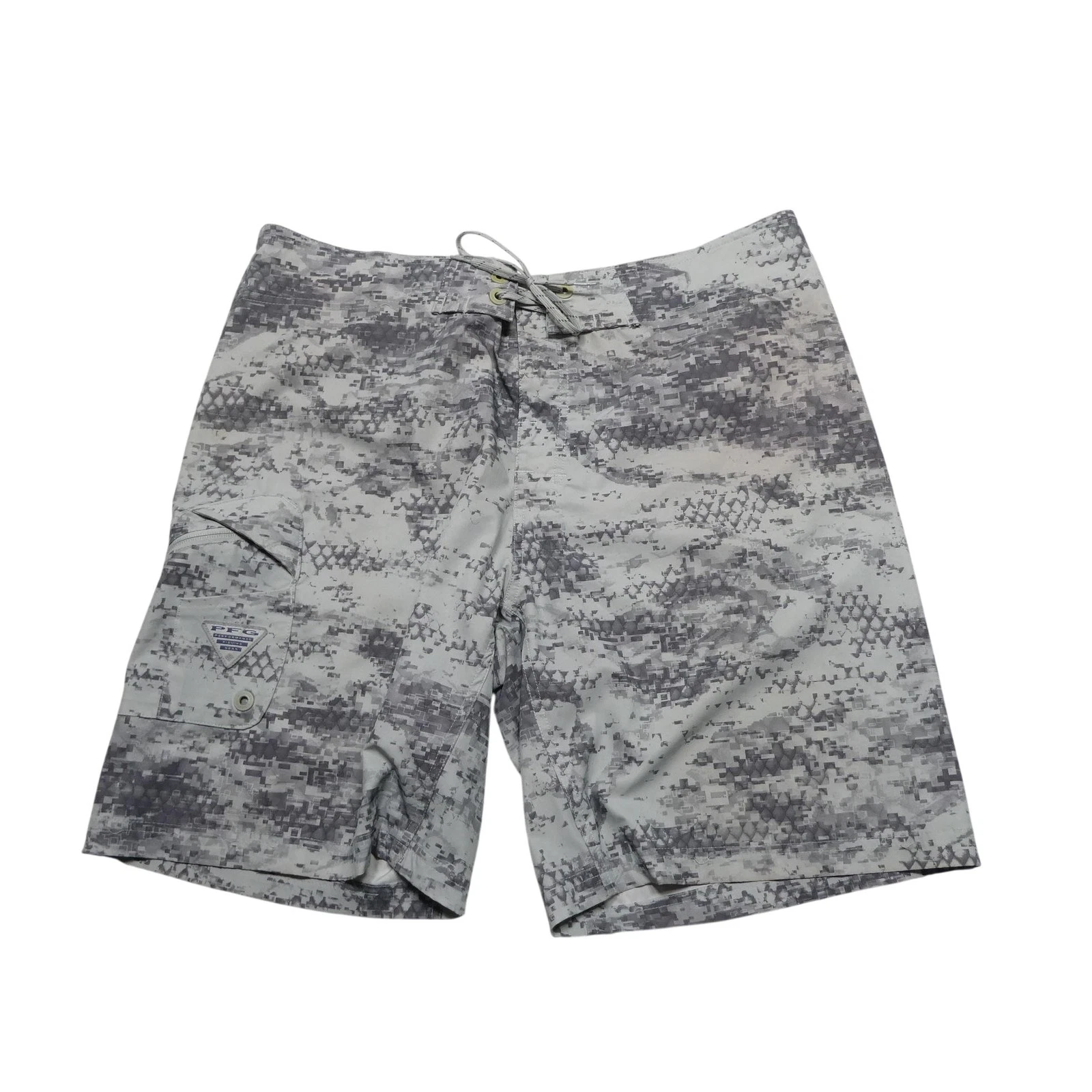 Columbia Cargo Shorts Mens 38 Gray Camo PFG Fishing Stretch Outdoor 11 Inseam