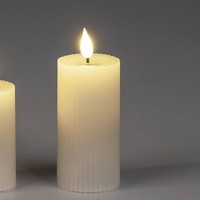Led Kerze Streifen H. 10Cm D. 5Cm Creme Mit Timer Formano