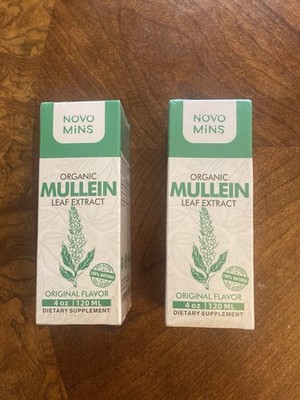 NOVO MINS ORGANIC Mullen Leaf Extract 4oz Each Lot Of 2 New BB 3/2026