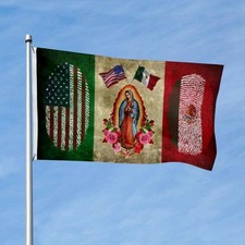 Mexico Flag Mexican American Virgin Mary Flags 3x5ft Banner