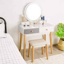 NNECW Dressing Table with Lights & Stool for Makeup