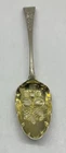 ANTIQUE STERLING ENGLISH BERRY SPOON - 1802, Gold Washed Repousse Bowl, 8.75”