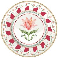Kuchenteller Flowery Blumen D. 19Cm Weiß Rosa Rot Aus Porzellan Easy Life