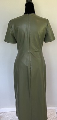 Shoshanna Faux/Vegan Leather Rhea Dress in Green, Size 4 | eBay