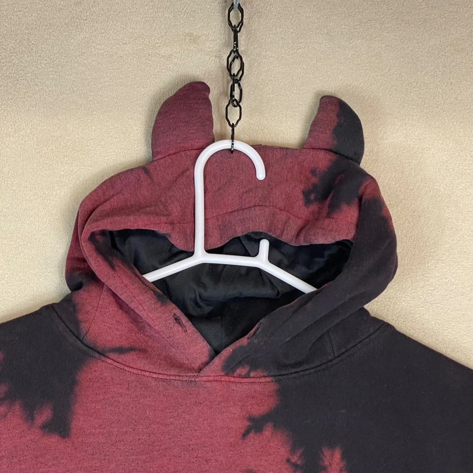 As*holes Live Forever" Graphic Tie Dye Hoodie Devil Horns Oversized Embroidered - Image 2 of 4