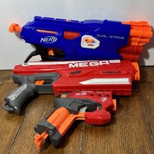 Nerf Gun Lot Of 3 Dual Strike Blaster, Mega Magnus, Mega Big shock