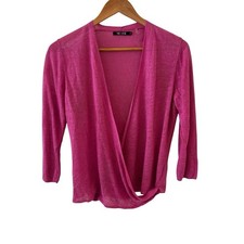 NIC ZOE Linen Blend 4 Way Open Front Cardigan Sweater Pink Lightweight Women M