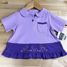Vintage Okie Dokie Toddler Baby Purple Embroidered Ruffle Top Dress Size 12M NEW