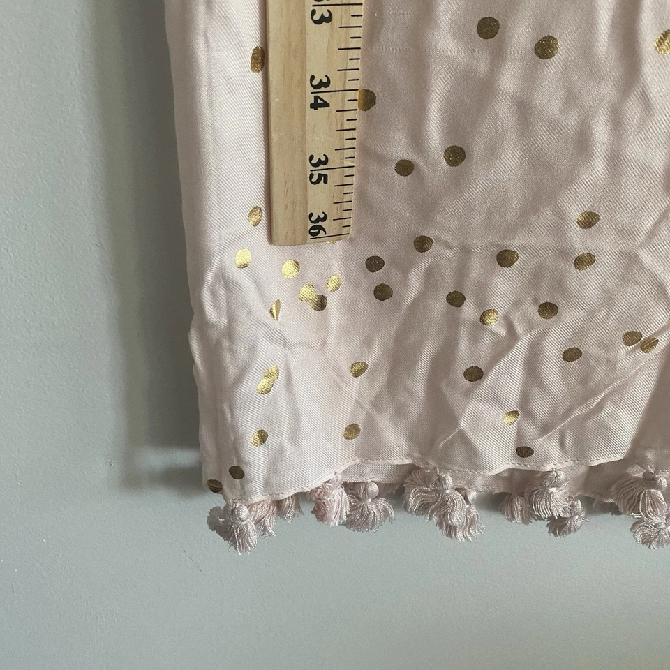 Kate Spade Pink Gold Polka Dot Wrap Scarf Tasseled Pretty Princess Girly Large - Image 3 of 4