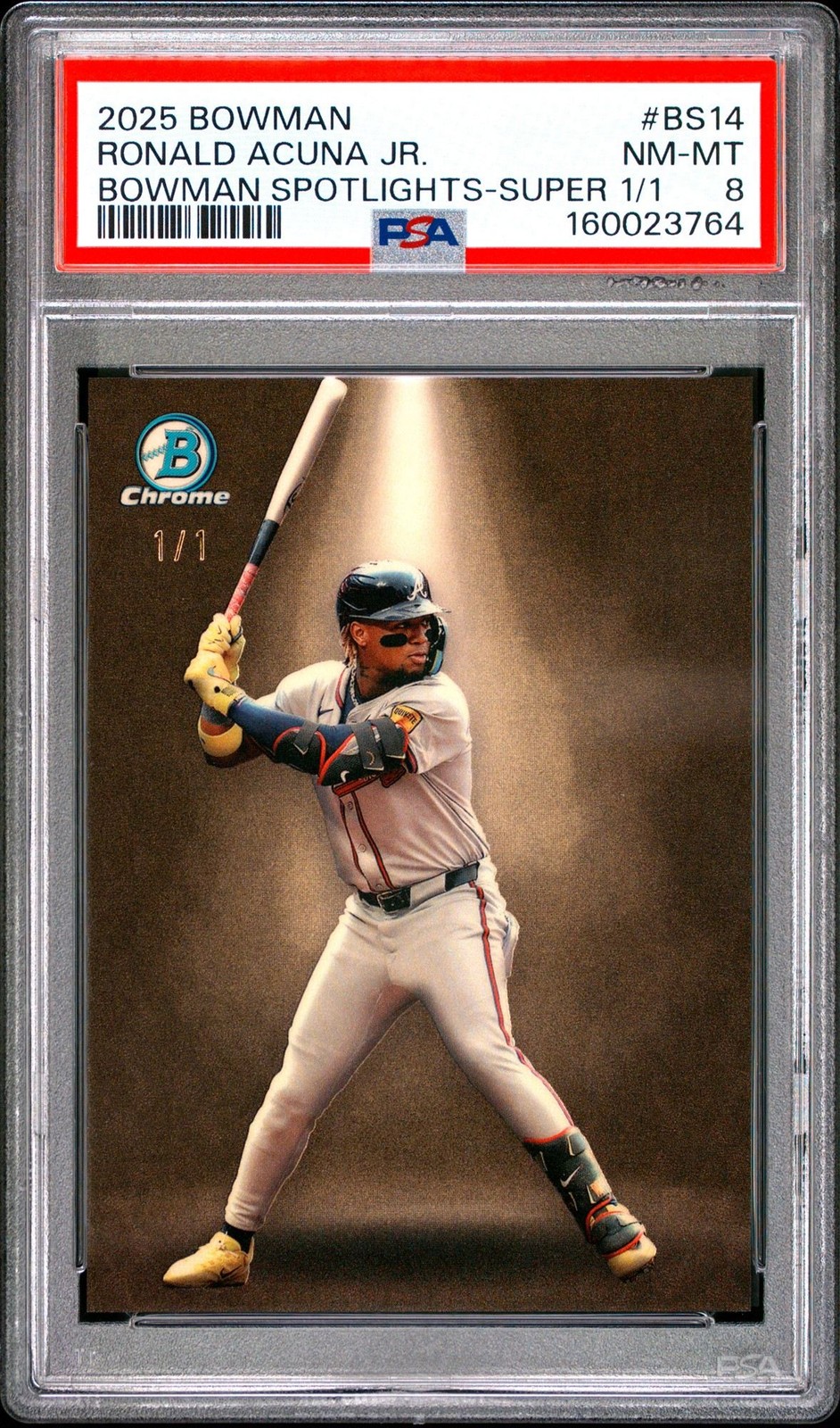 2025 Bowman Spotlights SuperFractor 1/1 Ronald Acuna SSP #BS14 PSA 8 SB6