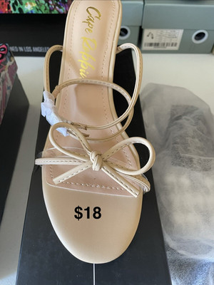 Cape Robbin Women s Beige Faux Suede Strappy Slip-On Bow Almond Toe US 8