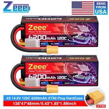2x Zeee 4S Lipo Battery 6200mAh 14.8V 120C XT90 for RC Car Truck Tank RC Models