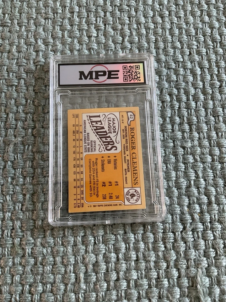 1987 Topps League Leaders Minis - Roger Clemens #42 -Red Sox- MPE-6 EX/MT - Image 4 of 4