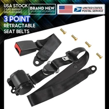 Retractable 3 Point Safety Seat Belt Straps Car Auto Vehicle Adjustable Belt Kit