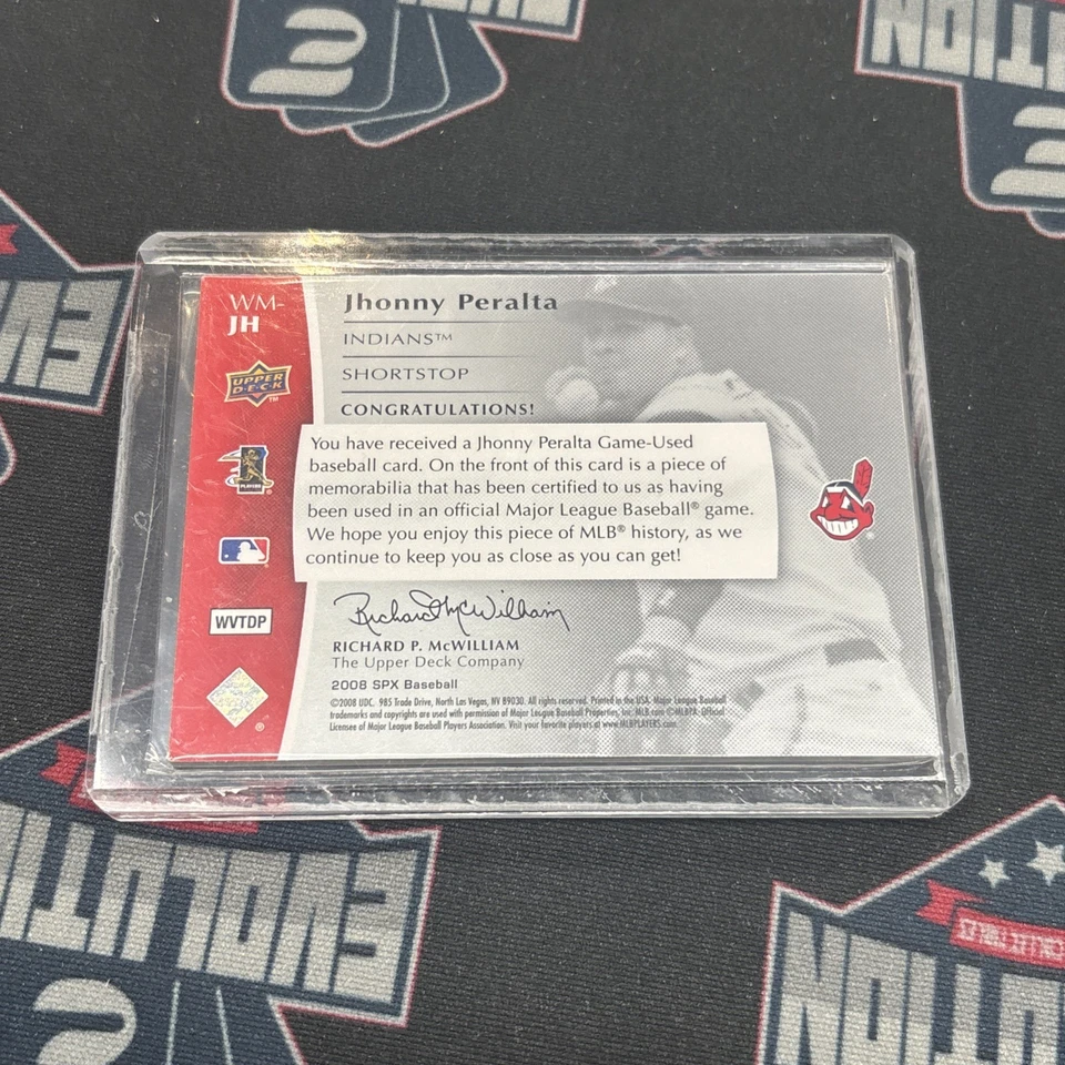 Parche de camiseta usada del juego Jhonny Peralta 2008 SPX #/50 Foto 2 de 2