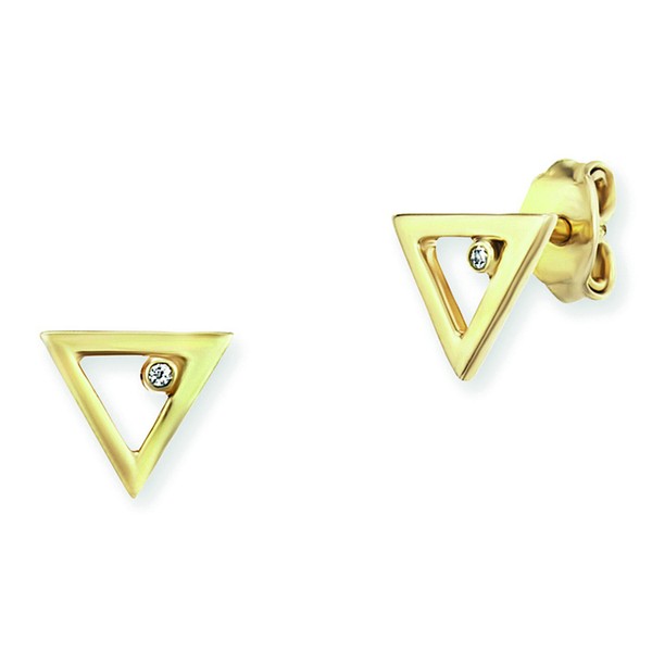 Cai Ohrstecker 925 Sterling Silber Vergoldet Geometrische Form Zirkonia Fineline-image
