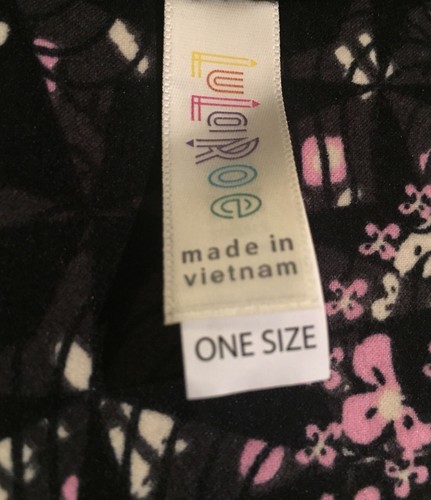 NWT OS LuLaRoe PINK Floral PAISLEY Leggings HTF BLACK W/ Gray Background UNICORN - Picture 5 of 5