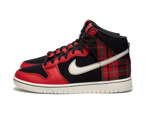 Nike Dunk High Retro SE Tartan Plaid Black University Red DV0826-001 Mens Size 6 - Picture 3 of 5