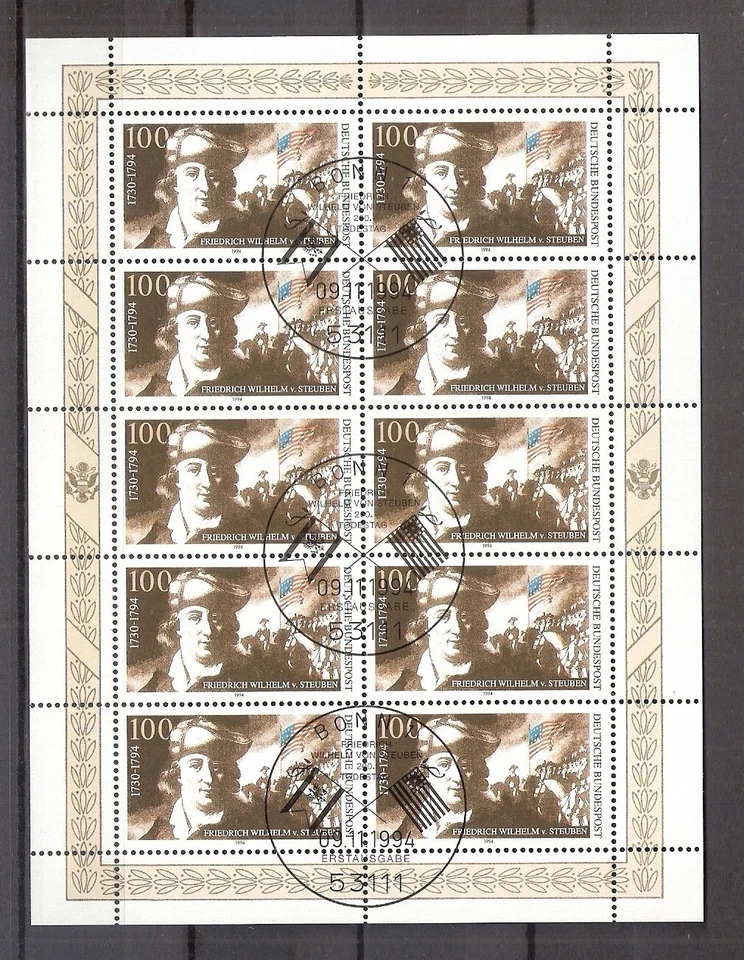 BRD 1766 1994 Bogen gestempelt F. W. von Steuben - Bild 1 von 1