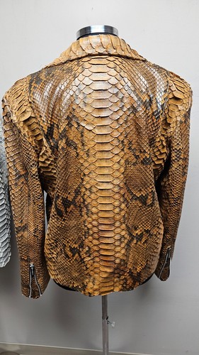 Python Snakeskin Jacket Brown Cognac Men's XL Maison Kingsley - Picture 9 of 19