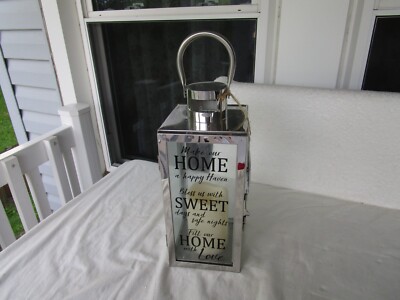 HAPPY SWEET LOVE HOME~[ HANGING OR TABLE TOP ]~12'' BATTERY CANDLE METAL LANTERN!