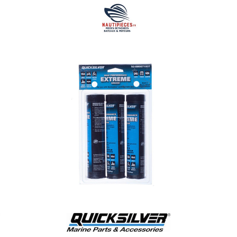 Graisse marine Quicksilver 3 cartouches lubrifiant haute temperature calcium