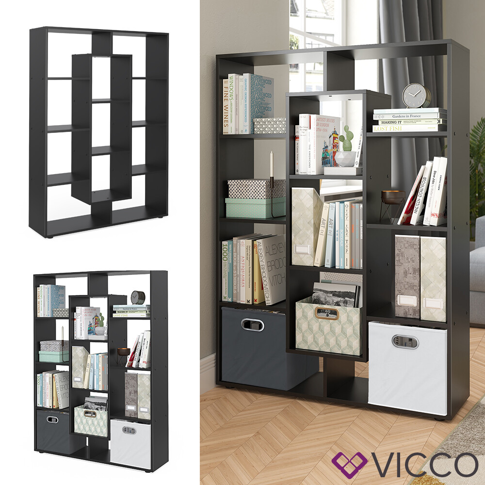Meuble de rangement 11 niches noir pour studio et bureau moderne