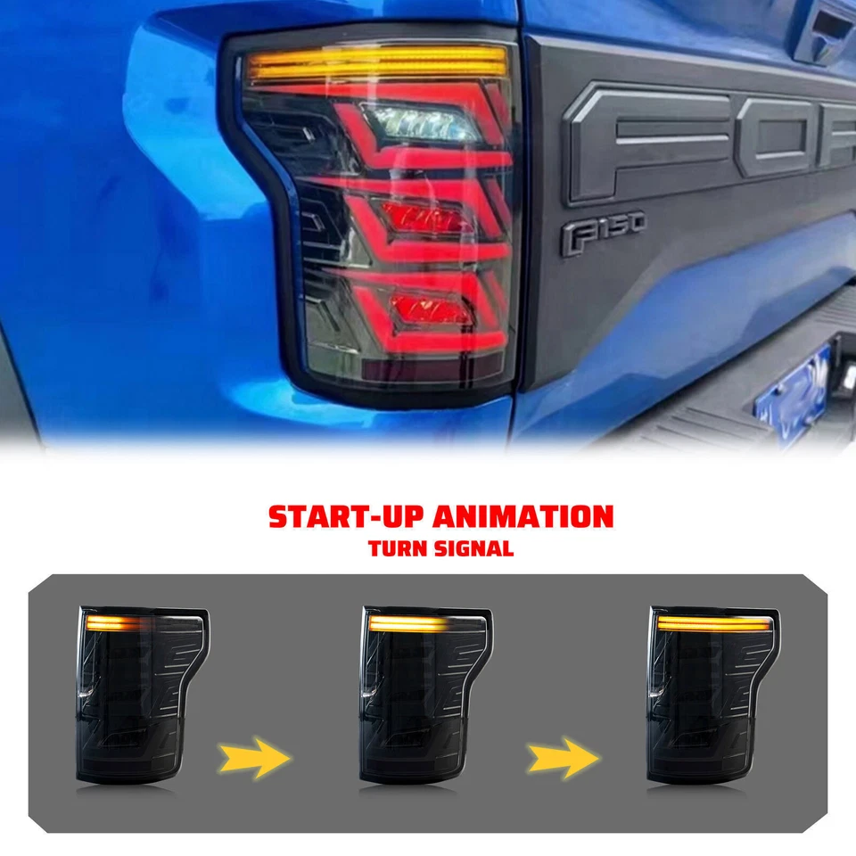 LED Black Tail Lights for Ford F-150 F150 2015-2020 Sequential Rear Lamps - Изображение 2 из 4