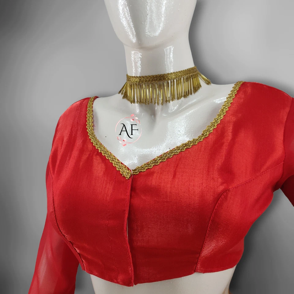 Elegante Blusa de Seda Hecha a Mano con Cuello Corazón y Mangas Largas Foto 4 de 4