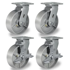 6"X 2" Heavy Duty Casters Semi Steel Cast Iron Wheels Capacity up to 1250-5000LB