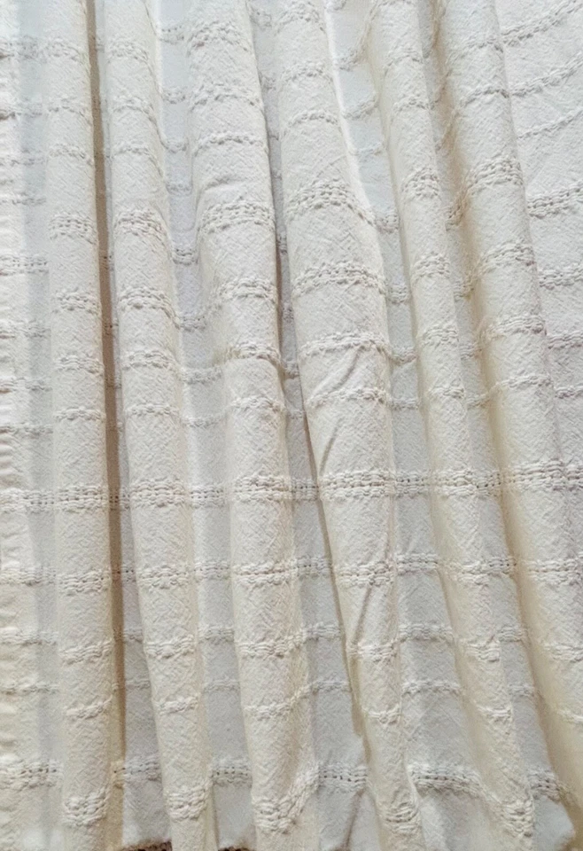 Cortina de ducha 100 % algodón bordada tela a rayas ducha Foto 3 de 4