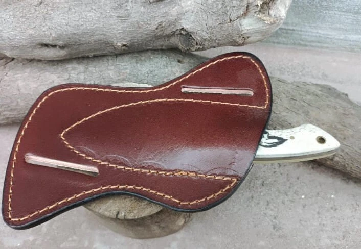 КОВАНЫЙ НА ЗАКАЗ ОХОТНИЧИЙ, КОВБОЙСКИЙ НОЖ ДЛЯ СНЯТИЯ ШКУРЫ С КОСТЯНОЙ РУЧКОЙ И НОЖНАМИ - Изображение 4 из 4