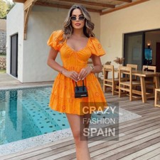 ZARA WOMAN NWT SALE ORANGE DRESS WITH CUTWORK EMBROIDERY ALL SIZES 3110/914