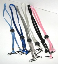 6 - Multi-colored Pack Nylon Flat Necklace Lanyard for ID Badge Holder, Key, etc