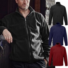 Mens Fleece Jacket Full Zip Plain Heavy Coat Outdoor Warm Polar Anti Pill Work