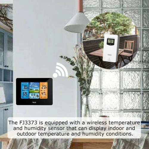 Wetterstation Funk mit Innen-Außensensor Digital Farbdisplay Thermometer Wecker - Bild 5 von 15
