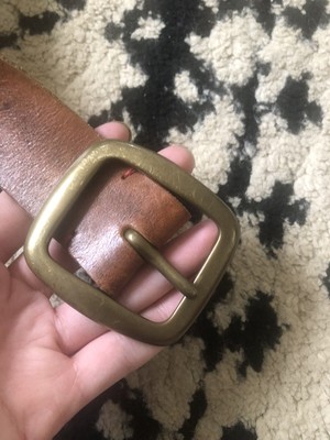 VTG Lucky Brand ?? Handcrafted ? Leather Belt, Sz S/32 Lucky Brand Size 32” Belt Brown Leather Fabric Paisley Inlay  main image 3