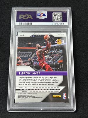 2018-19 PANINI PRIZM #6 LeBRON JAMES SILVER PRIZM PSA 10 GEM MINT