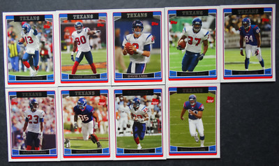 2006 Topps Houston Texans Team Set of 9 Football Cards