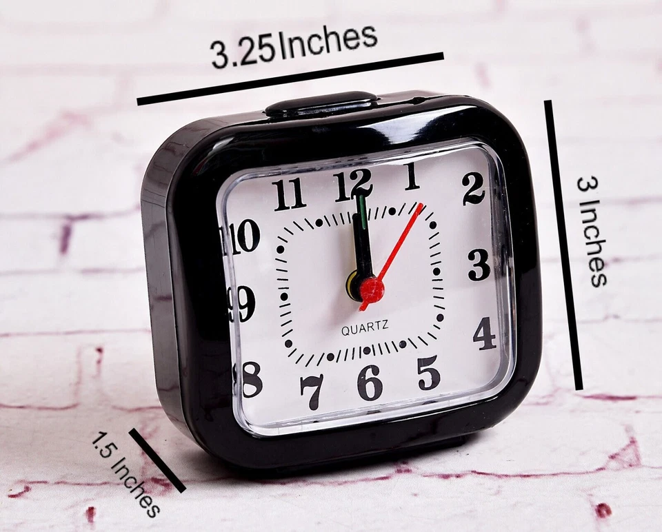 Travel Alarm Clock Battery Operated Small Analog 12 Hours Simply Design Easy Set - Image 2 of 4