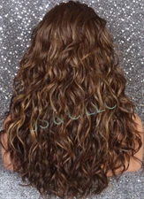 Human Hair Blend Long HEAT OK Full Lace Front Wig Brown mix wavy WEYC 8/27/613