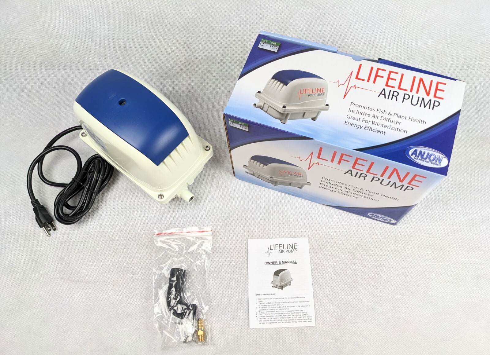 Anjon LifeLine LL-100 Air Pump For Ponds up to 12,000 Gallons and 15 Feet Deep
