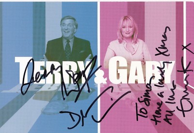THE TERRY & GABY SHOW SIGNIERTE QUEUEKARTE VON TERRY WOGAN DEAN CAIN & MERRILL OSMOND