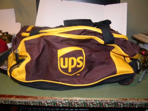 Vintage UPS Logo Duffle Gym Bag BROWN & GOLD GREAT Condition!